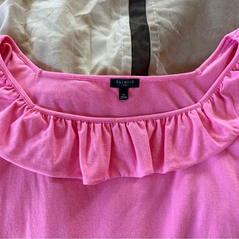 Talbots Pink Ruffle Neck Tank Top - Picture 4 of 4